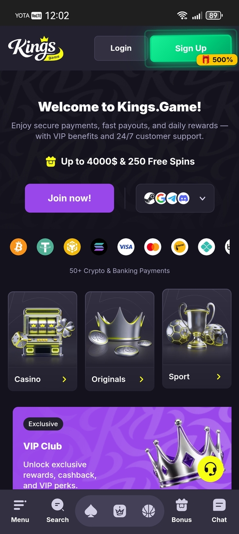 King Games Casino Mobile Site