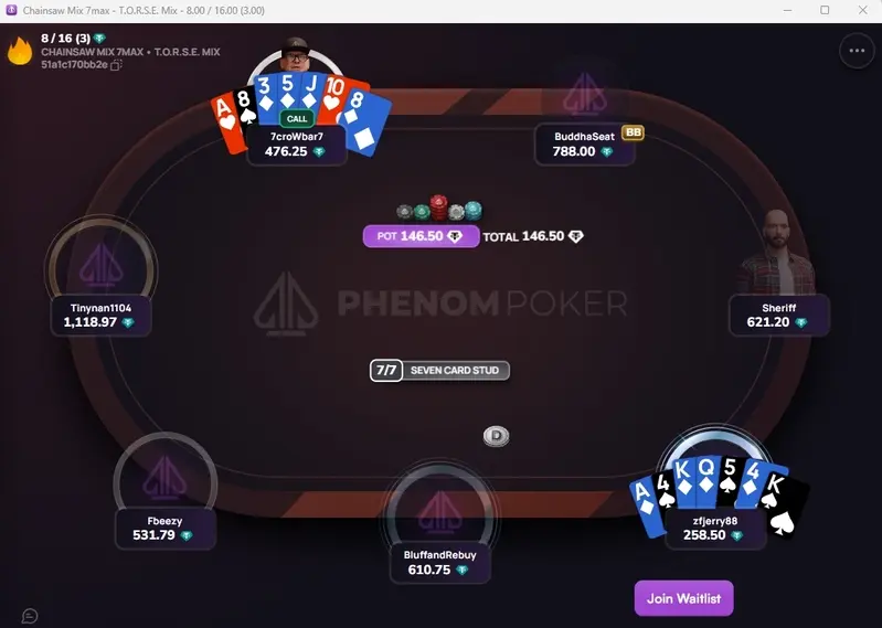 Столы со смешанными играми на Phenom poker