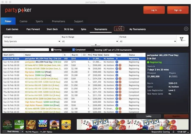 partypoker lobby