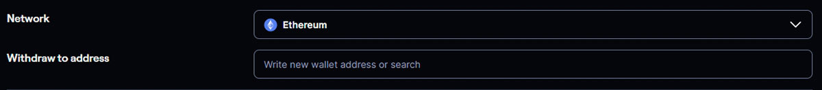 Select the network and enter the address in the CoinPoker cashier