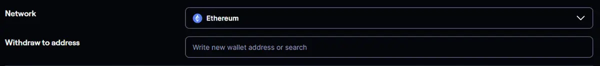 Select the network and enter the address in the CoinPoker cashier