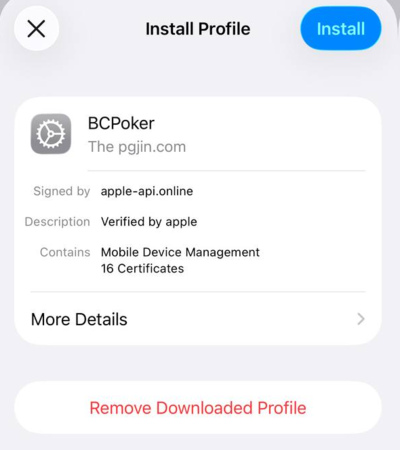 Open Downloaded Bcpoker Profile on iOS