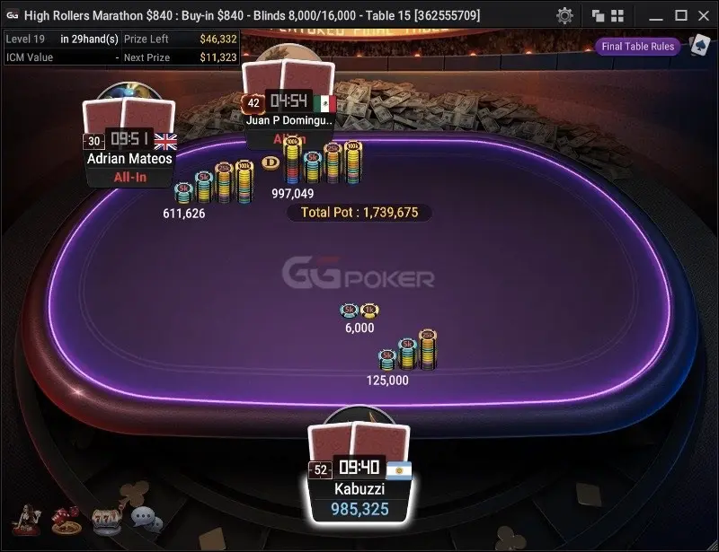 Juan Pardo Domínguez contra Adrián Mateos en GGPoker