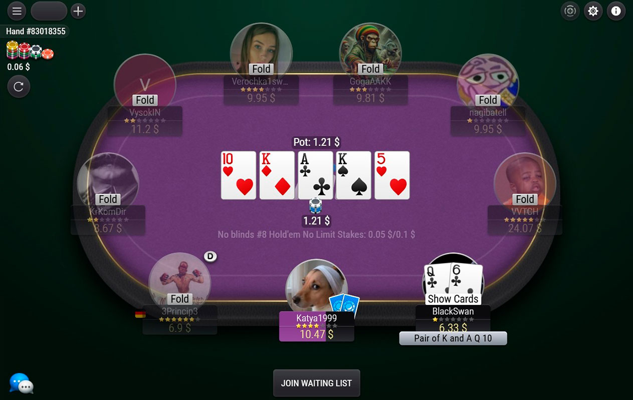 1 Win Poker 9 Max Holdem Table