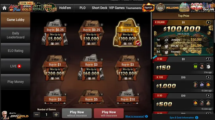Spin Ang Gold Gg Poker Lobby