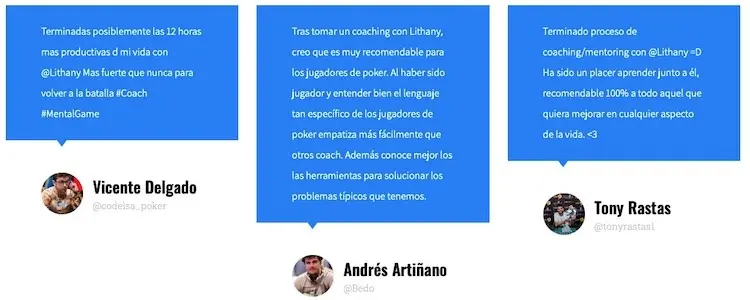 Testimonios de Rodrigo Lithany como coach de jugadores de poker de alto rendimiento