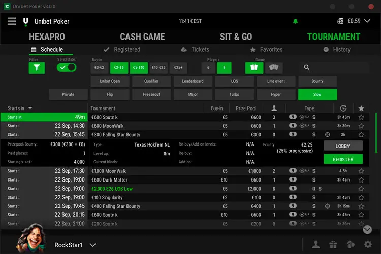 Nuevo lobby de MTT Unibet Poker