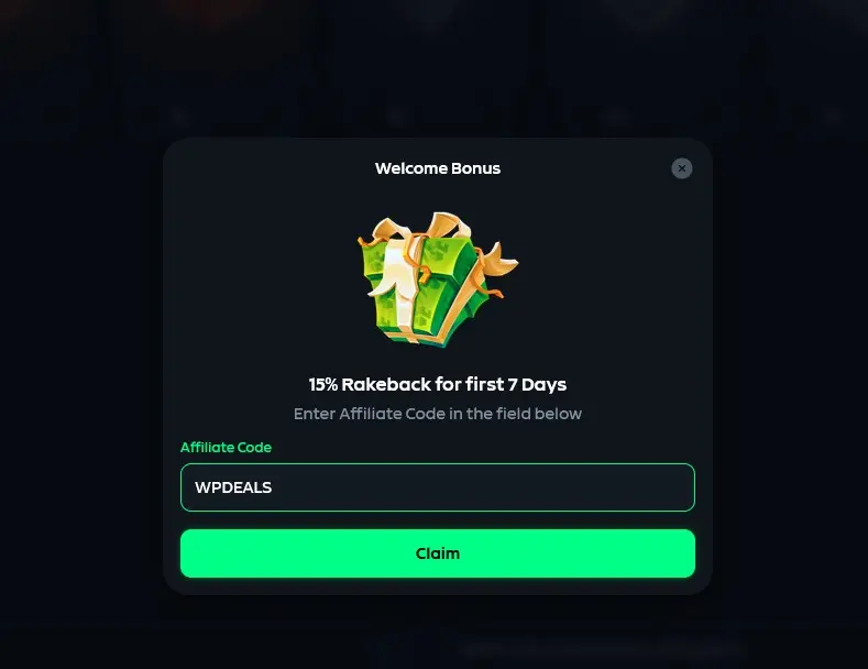 Affiliate Code field with referral code WPDEALS