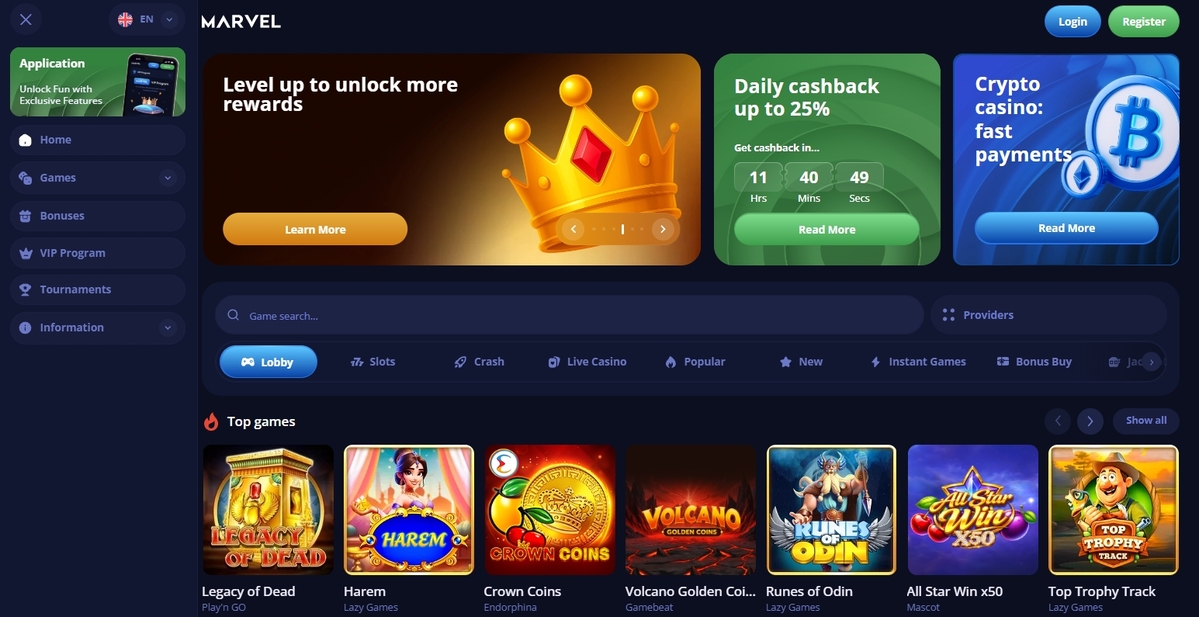 Marvel Casino Interface