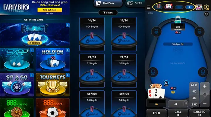 Aplicación móvil de 888Poker