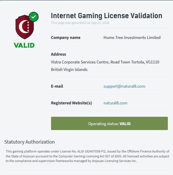 Natural8 License Validation 2026