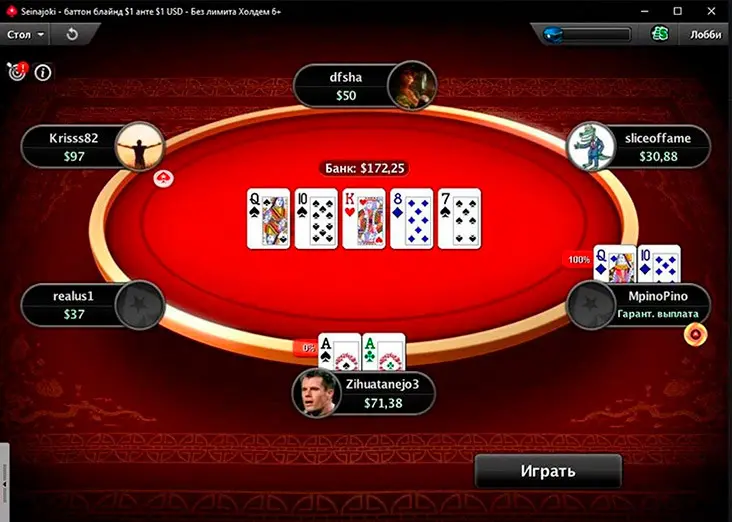 Стол 6+ Холдема в PokerStars