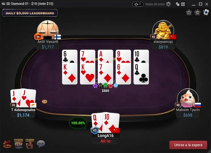 Mesa de high stakes de 6+ en GGPoker