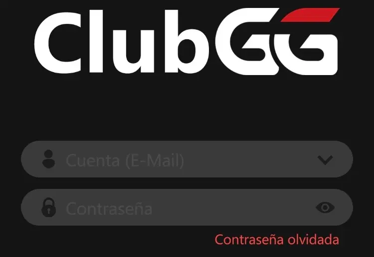 Ventana de inicio de ClubGG