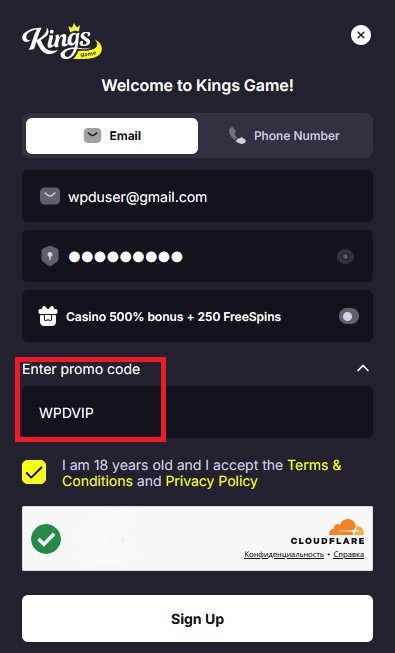 kings.game casino WPDVIP promo code