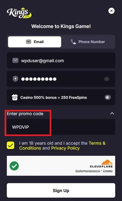 kings.game casino WPDVIP promo code