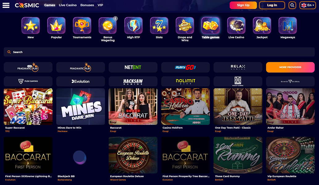 Cosmic Slot Casino Live Games
