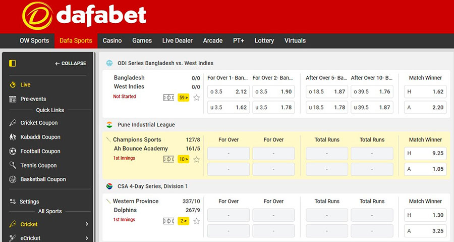 Live Betting Dafabet