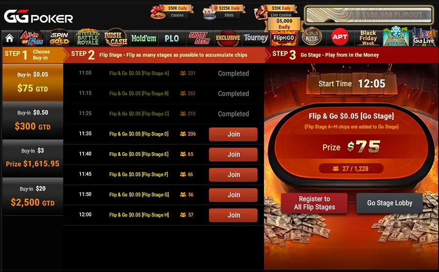 Flip and Go Gg Pooker Lobby