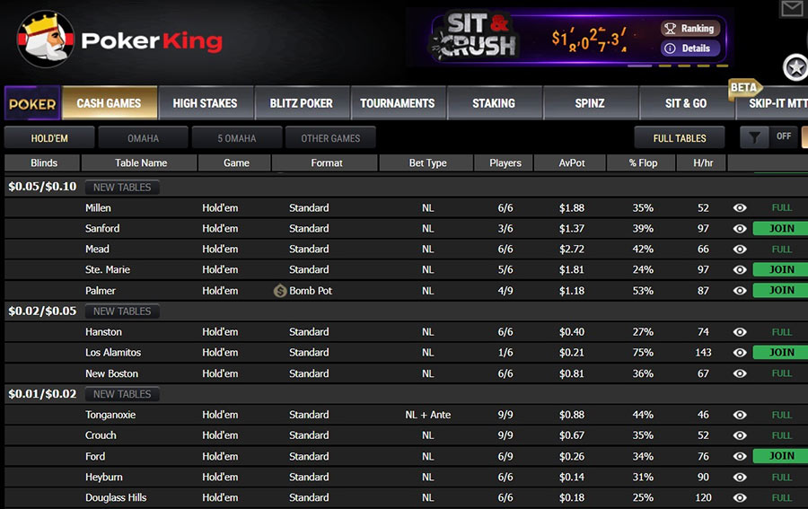 Pokerking Cash Lobby