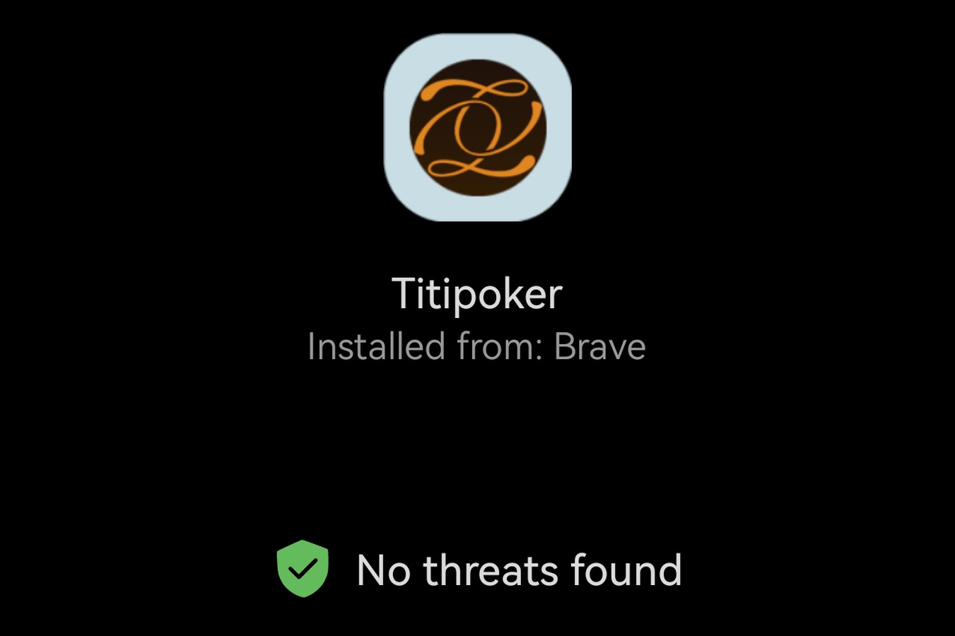 Android installer for the Titipoker APK, installed from Brave