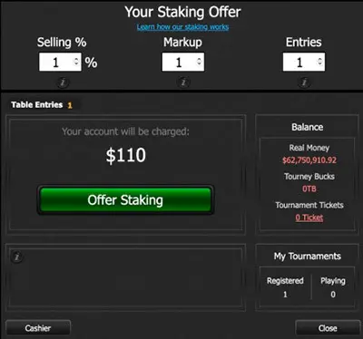 Настройки продажи долей в PokerKing