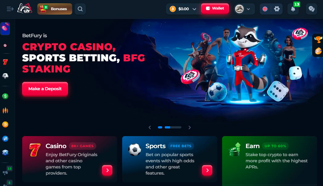 Bet Fury Casino Site Main Page