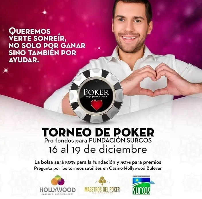 Panfleto promocional del torneo de poker de beneficencia en Colombia