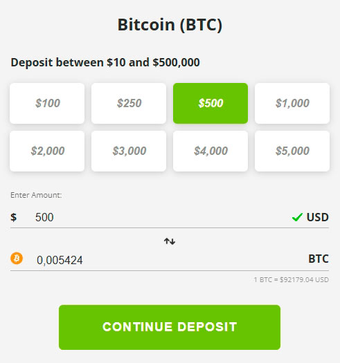 Make a deposit at BetOnline using crypto