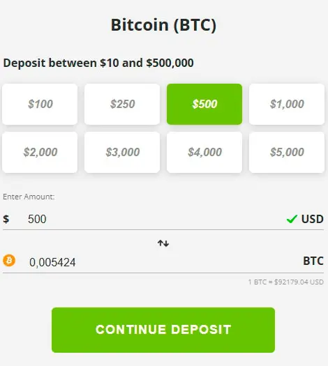 Make a deposit at BetOnline using crypto