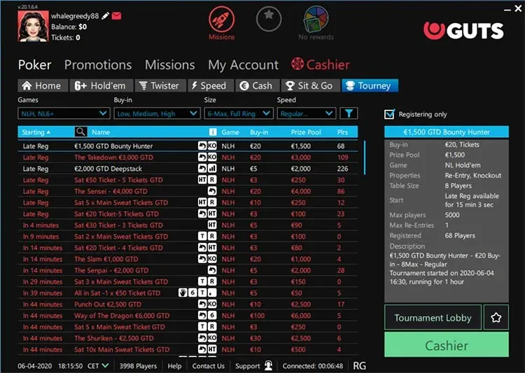 Guts Poker турниры