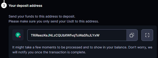 Copy the wallet address for the CoinPoker deposit