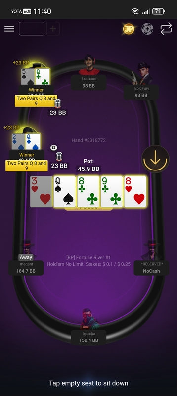 Pinco Poker Cash Table Mobile App