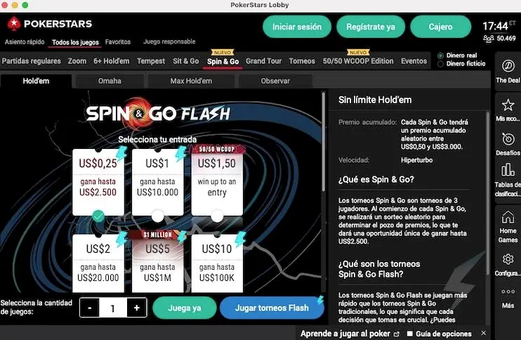 Lobby de Spin&Go en PokerStars