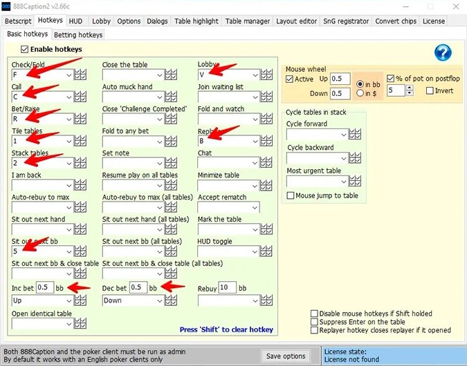 888 Caption горячие клавиши