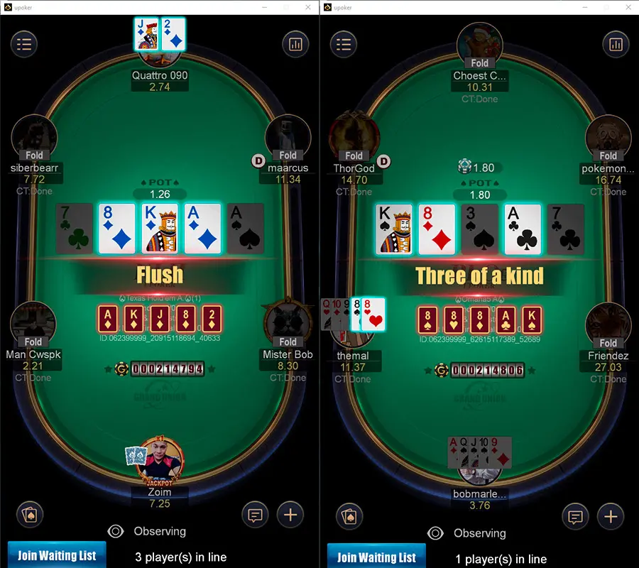 Upoker Nlh and Plo Tables Es
