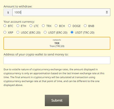 Вывод средств в Usdt в Redstar Poker
