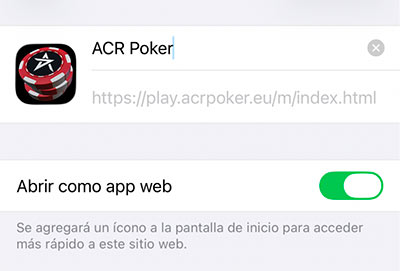 Acr Poker Open as Web App iOS