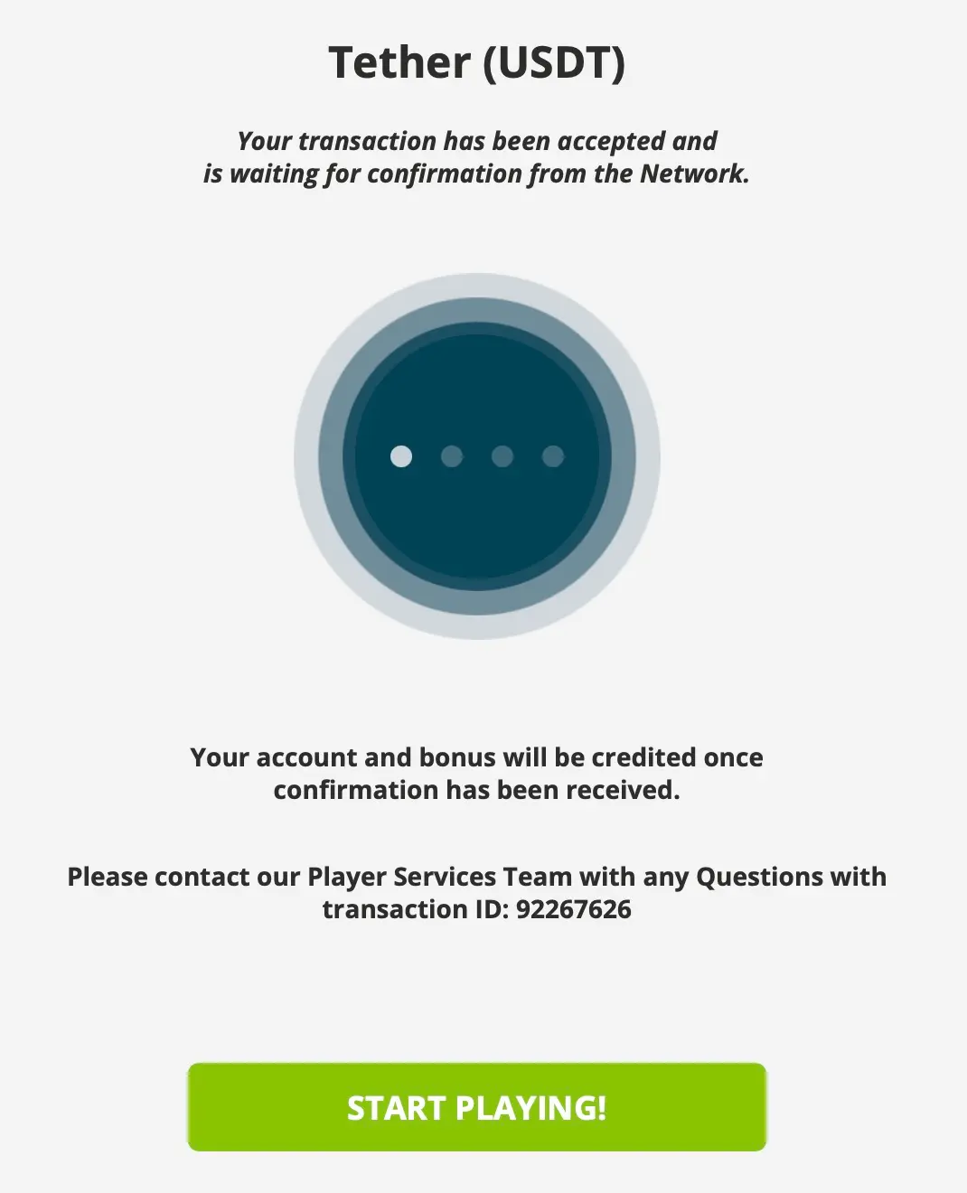 Статус депозита в BetOnline