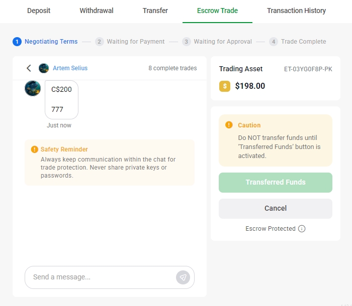 Escrow Trade Ggpoker Negotiating Terms