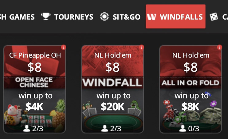 Chico Poker Network Windfall Spins Lobby