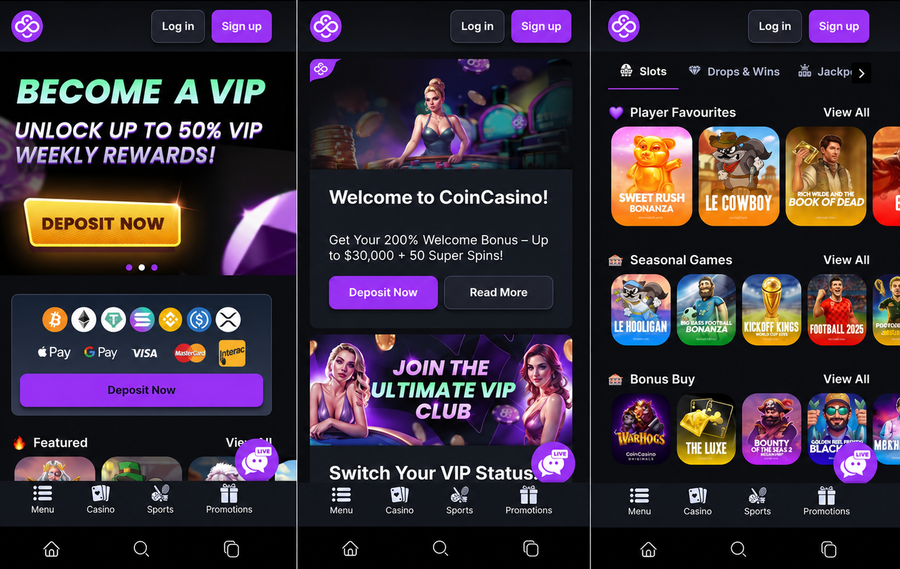 Coincasino Mobile Web App