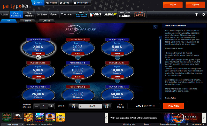 Party Poker Fastforward Lobby Lat