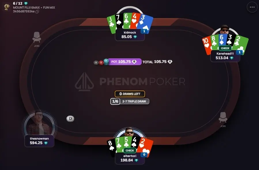 Столы по 2-7 Triple Draw на Phenom Poker