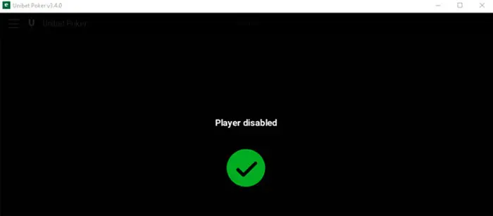 Unibet poker Player disabled
