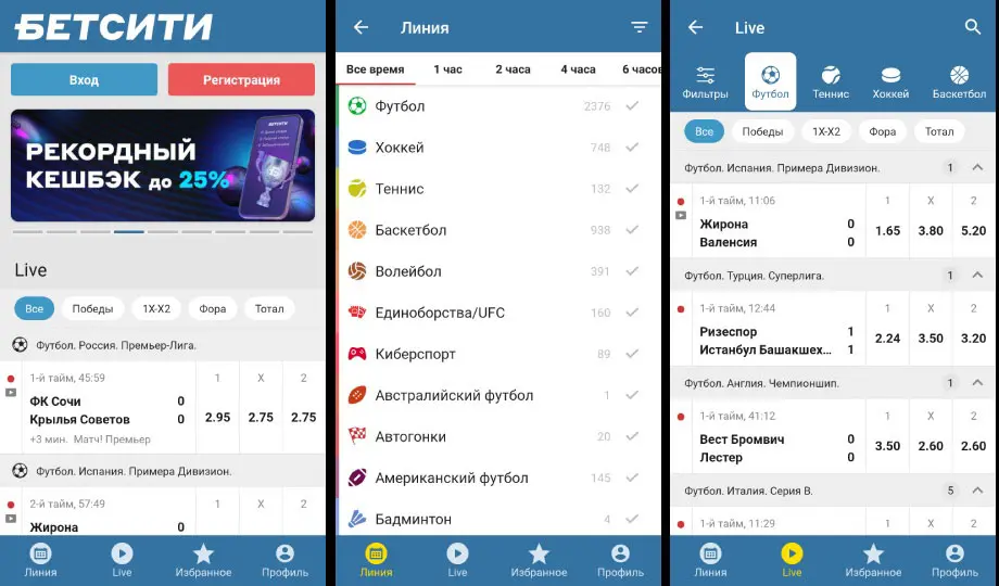 БК Бетсити мобильное приложение