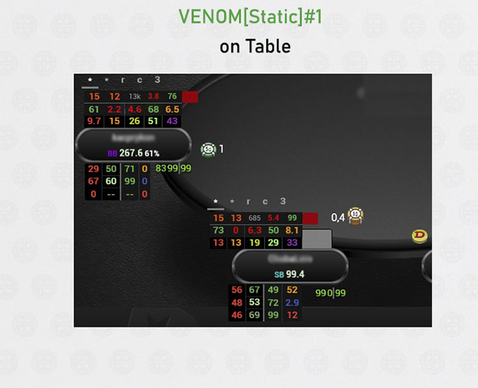 VENOM Cash HUD статистический вид на столе