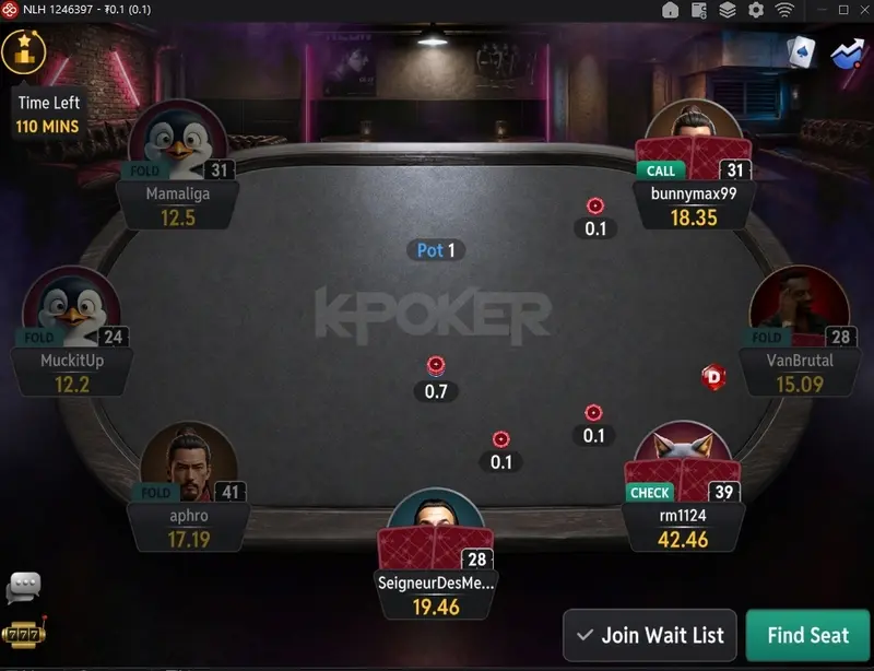 K Poker в Coinpoker: стол
