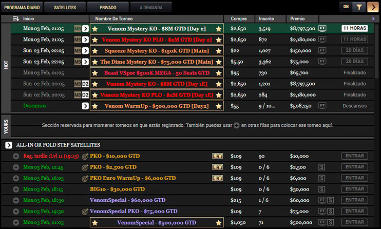 Poker King vestíbulo del torneo