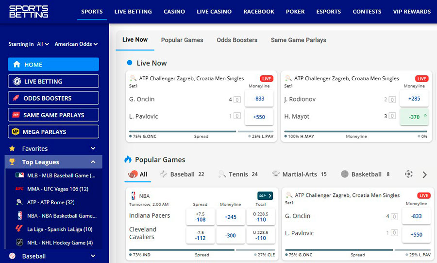 Sportsbetting Website and Interface